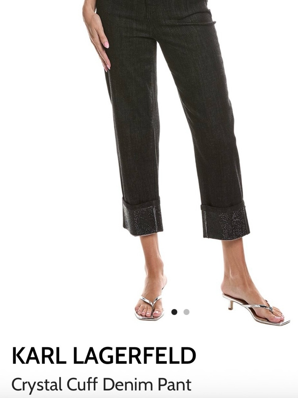Karl Lagerfeld Black Cropped Denim with Crystal Cuff